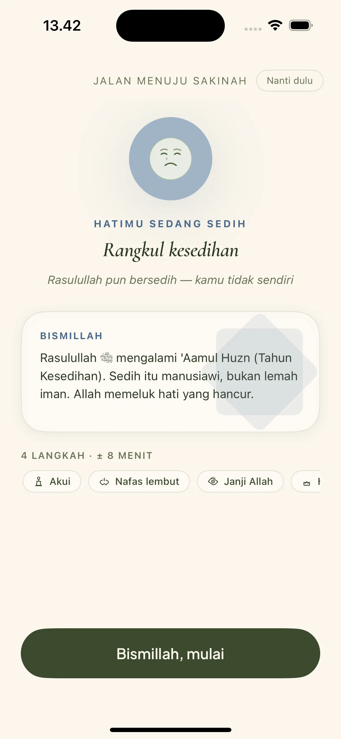 Qalwa - Sakinah Journey: Panduan langkah demi langkah.